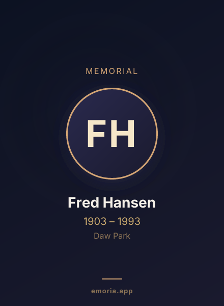 Memorial portrait of Fred Hansen