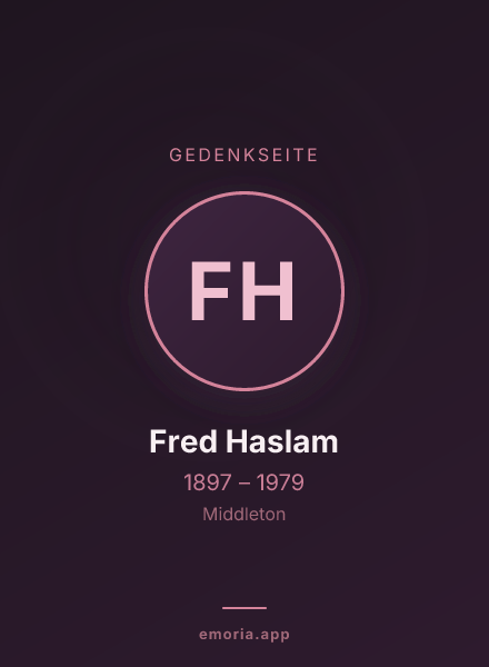 Gedenkportrait von Fred Haslam