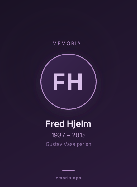 Memorial portrait of Fred Hjelm