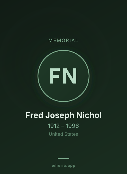 Memorial portrait of Fred Joseph Nichol