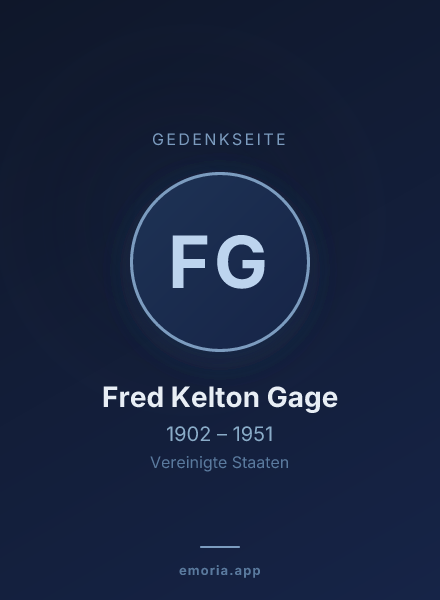 Gedenkportrait von Fred Kelton Gage
