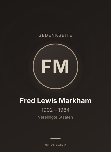 Gedenkportrait von Fred Lewis Markham