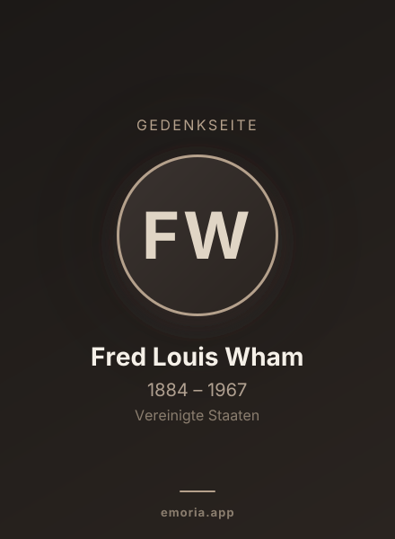 Gedenkportrait von Fred Louis Wham
