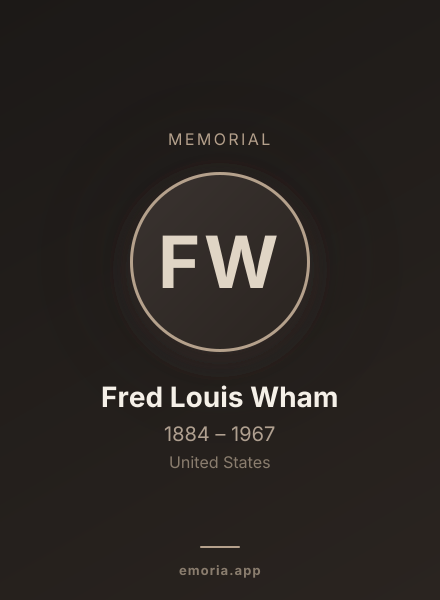 Memorial portrait of Fred Louis Wham