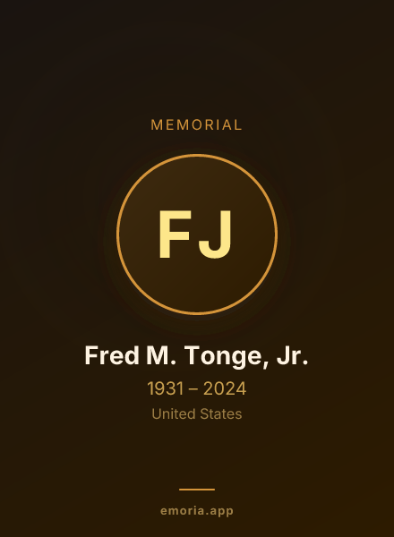 Memorial portrait of Fred M. Tonge, Jr.