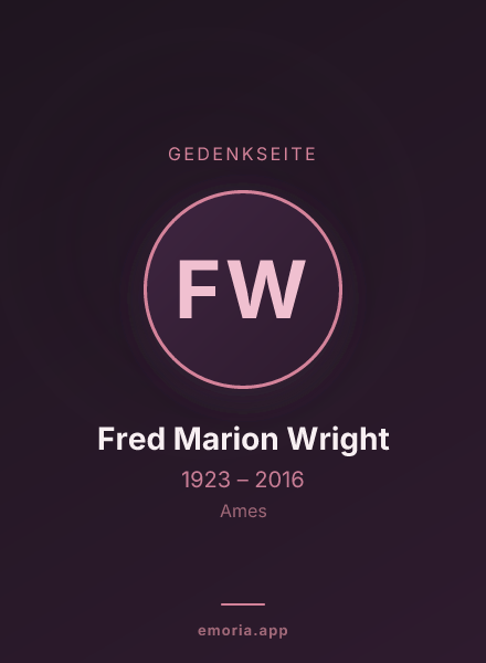Gedenkportrait von Fred Marion Wright