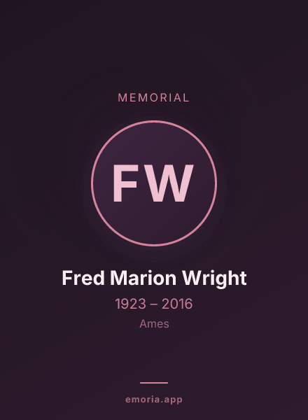 Memorial portrait of Fred Marion Wright