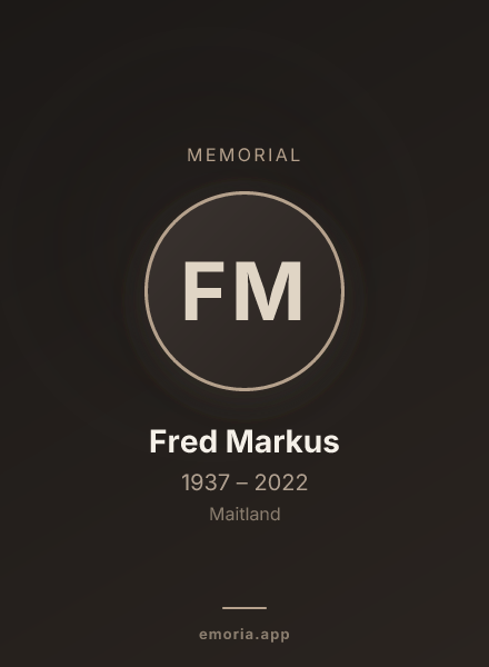 Memorial portrait of Fred Markus
