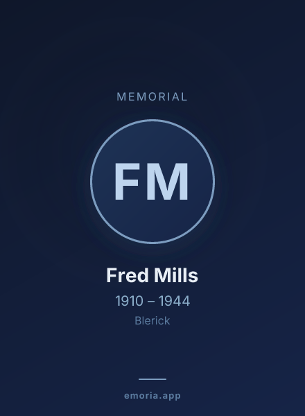 Memorial portrait of Fred Mills