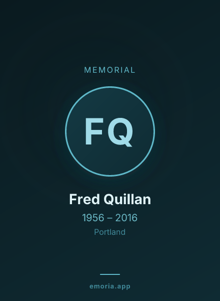 Memorial portrait of Fred Quillan