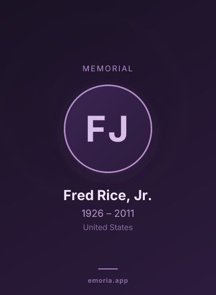 Memorial portrait of Fred Rice, Jr.
