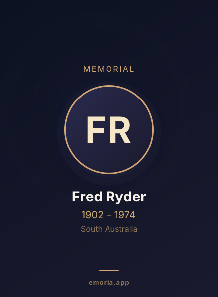 Memorial portrait of Fred Ryder