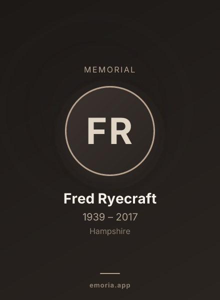 Memorial portrait of Fred Ryecraft