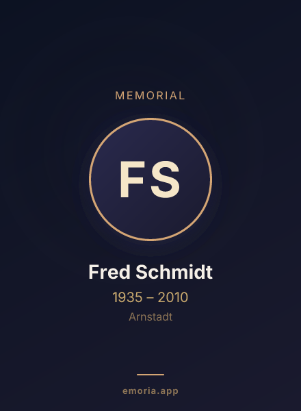 Memorial portrait of Fred Schmidt