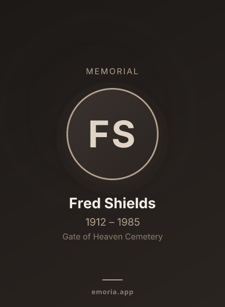 Memorial portrait of Fred Shields
