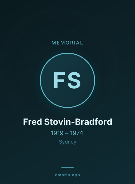 Memorial portrait of Fred Stovin-Bradford