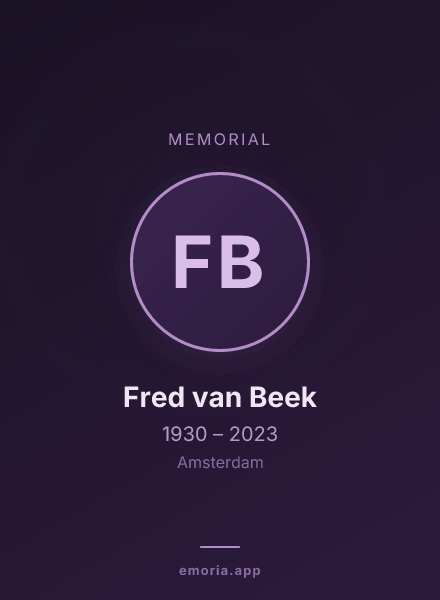 Memorial portrait of Fred van Beek