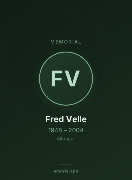 Memorial portrait of Fred Velle