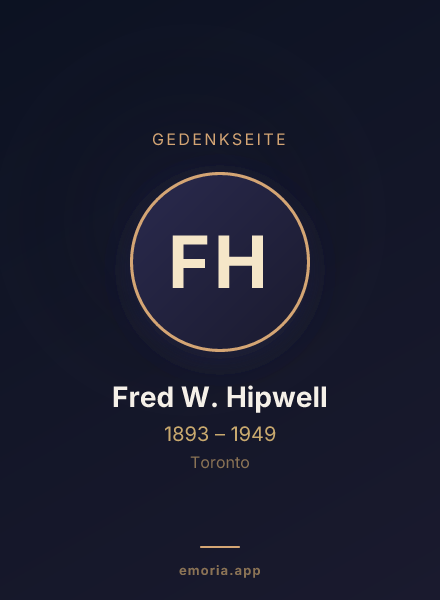 Gedenkportrait von Fred W. Hipwell