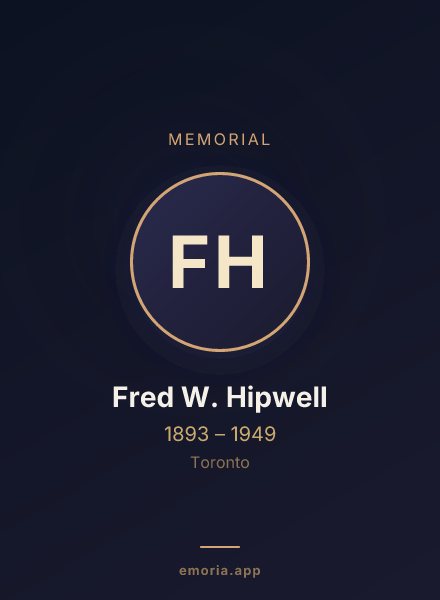 Memorial portrait of Fred W. Hipwell