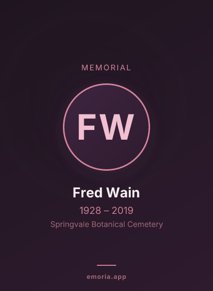 Memorial portrait of Fred Wain