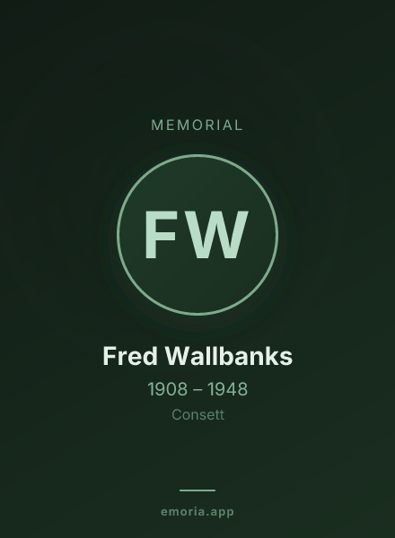 Memorial portrait of Fred Wallbanks