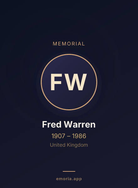 Memorial portrait of Fred Warren