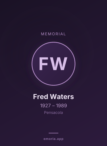 Memorial portrait of Fred Waters