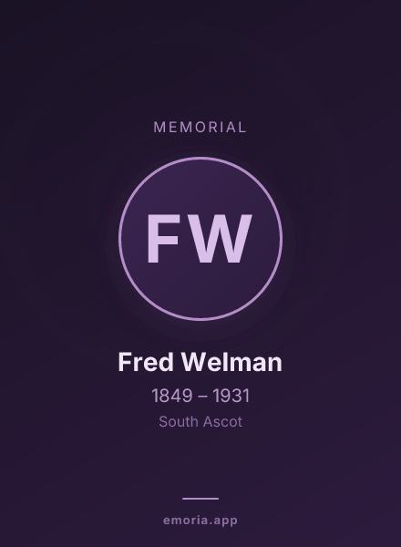 Memorial portrait of Fred Welman