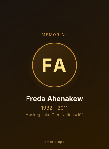 Memorial portrait of Freda Ahenakew