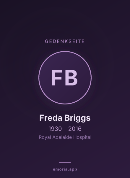 Gedenkportrait von Freda Briggs