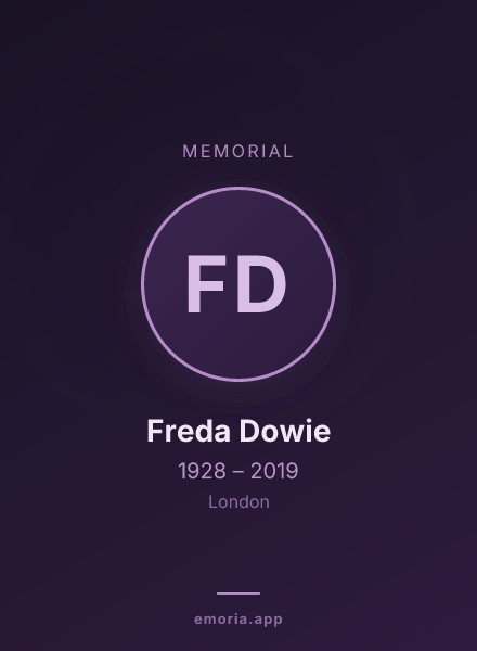 Memorial portrait of Freda Dowie