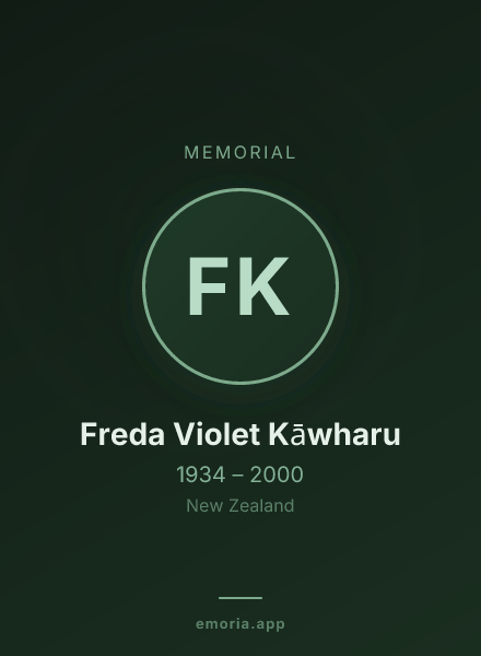 Memorial portrait of Freda Violet Kāwharu