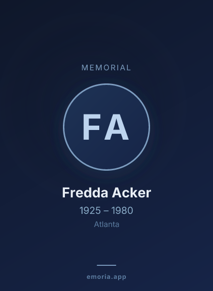 Memorial portrait of Fredda Acker