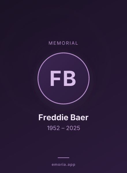 Memorial portrait of Freddie Baer