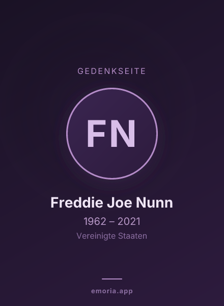 Gedenkportrait von Freddie Joe Nunn