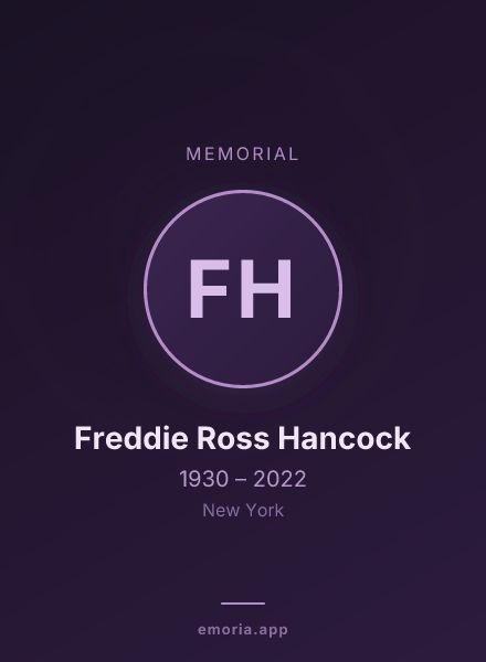 Memorial portrait of Freddie Ross Hancock