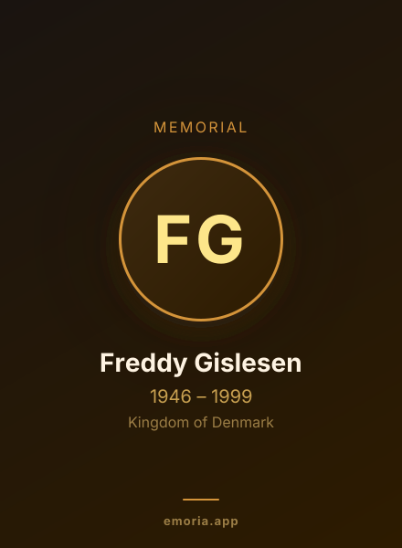 Memorial portrait of Freddy Gislesen