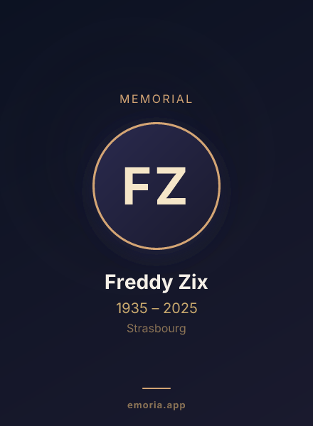 Memorial portrait of Freddy Zix