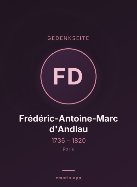 Gedenkportrait von Frédéric-Antoine-Marc d'Andlau