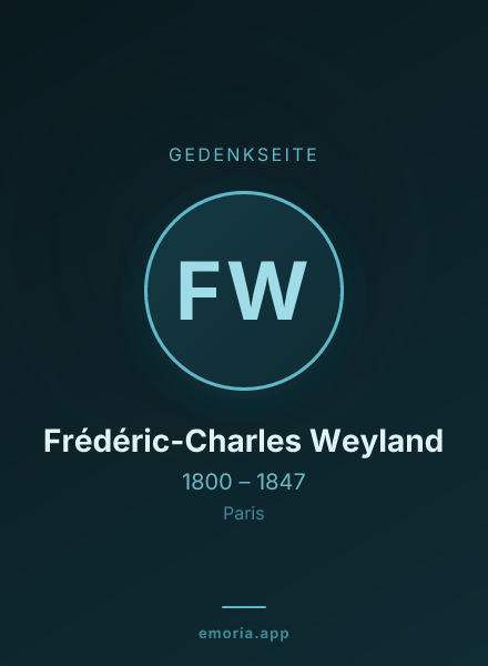 Gedenkportrait von Frédéric-Charles Weyland
