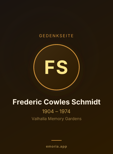Gedenkportrait von Frederic Cowles Schmidt