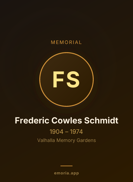 Memorial portrait of Frederic Cowles Schmidt