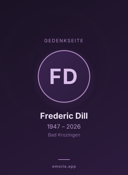 Gedenkportrait von Frederic Dill