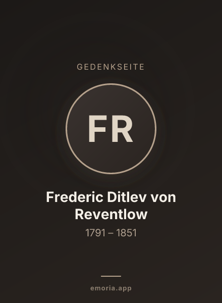Gedenkportrait von Frederic Ditlev von Reventlow