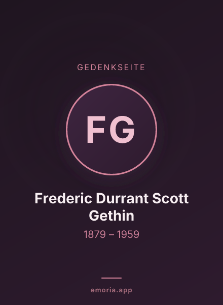 Gedenkportrait von Frederic Durrant Scott Gethin