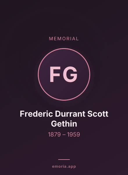 Memorial portrait of Frederic Durrant Scott Gethin