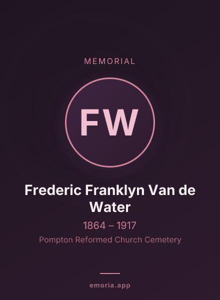 Memorial portrait of Frederic Franklyn Van de Water