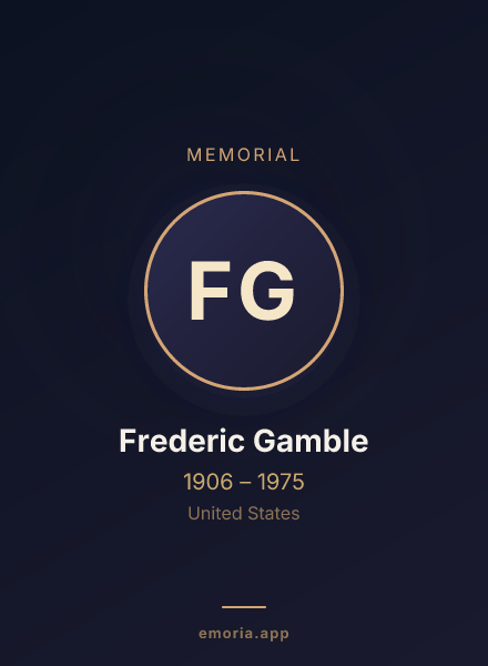 Memorial portrait of Frederic Gamble