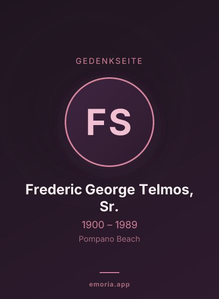 Gedenkportrait von Frederic George Telmos, Sr.